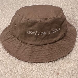 Brown Embroidered Cotton Bucket Hat - Bold Slogan